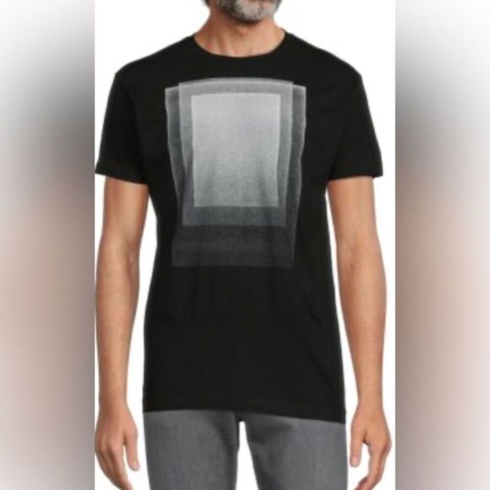 NWT Vesti Black Graphic Short Sleeve Tee Shirt Infinite Geometric Design - XL